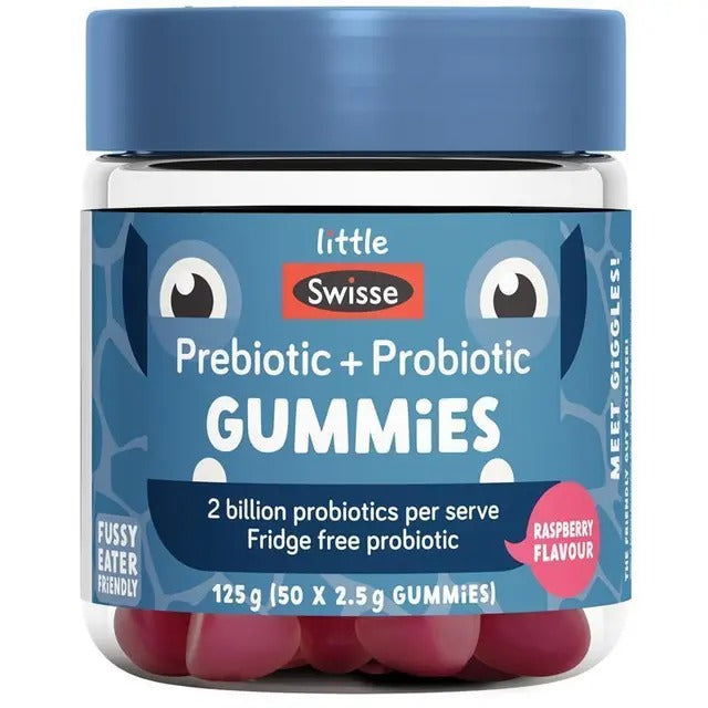 Little Swisse Pre + Probiotic Gummies – Raspberry flavour, gut health support