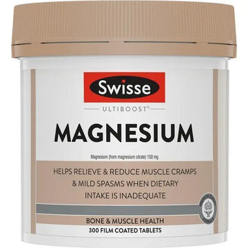 Swisse Ultiboost Magnesium 300 Tablets — supports muscle health and reduces cramps.