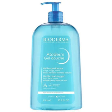 Bioderma Atoderm Gentle Cleansing Gel 1L – soap-free hydrating body and face wash for dry skin.