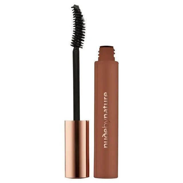 Nude by Nature black mascara for lifted, curled lashes.