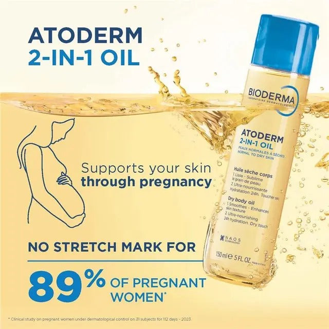 Bioderma Atoderm 2-in-1 Dry Body Oil 150ml for smooth, hydrated skin.