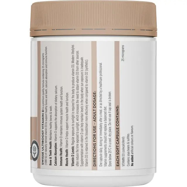 Swisse Vitamin D 500 Capsules Exclusive Size