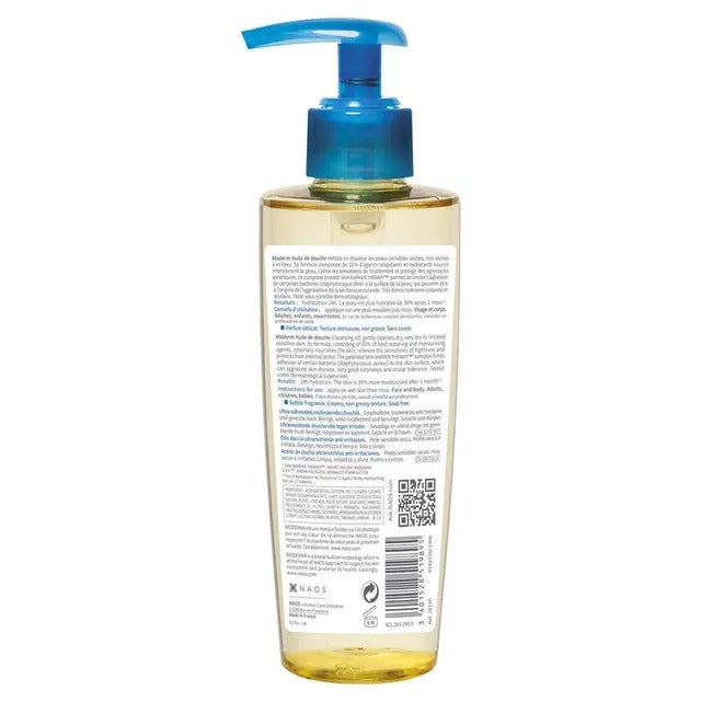 Bioderma Atoderm Shower Oil 200ml for dry, sensitive skin hydration.