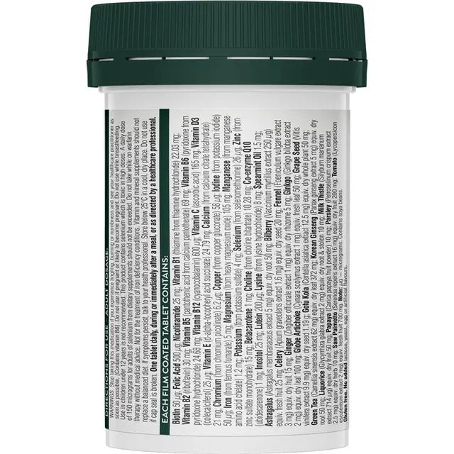 Swisse Vegan Men's Multivitamin 60 Tablets for daily energy and muscle support.