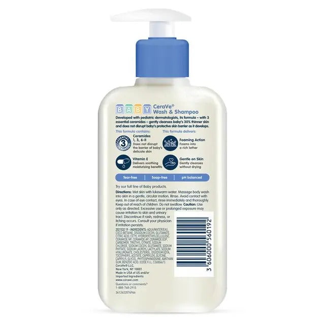 CeraVe Baby Wash & Shampoo 237ml gentle tear-free cleanser for babies