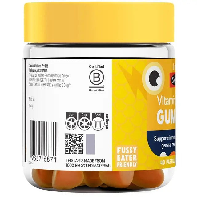 Little Swisse Vitamin C + Zinc Gummies for kids – immune support citrus chews