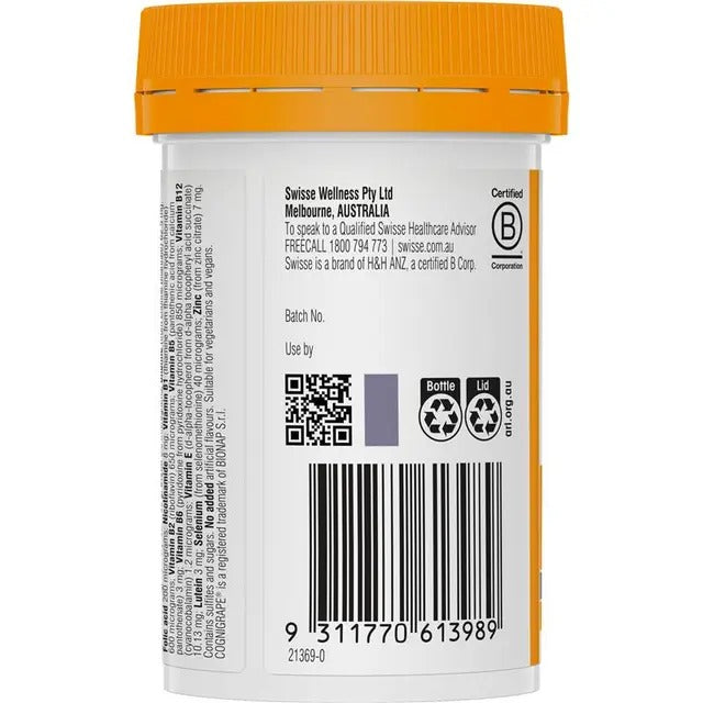 Swisse Ultiboost Memory Nootropics 60 Tablets for memory recall and brain support with COGNIGRAPE®.
