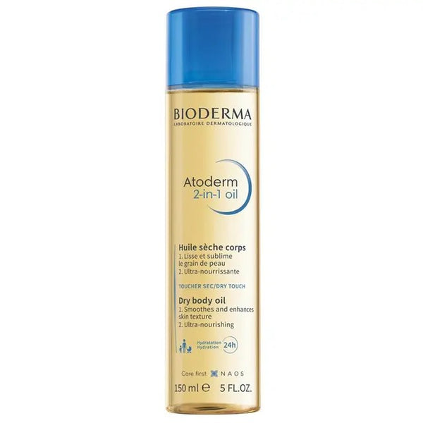Bioderma Atoderm 2-in-1 Dry Body Oil 150ml for smooth, hydrated skin.