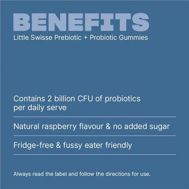 Little Swisse Pre + Probiotic Gummies – Raspberry flavour, gut health support