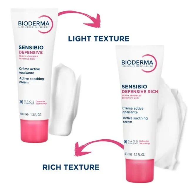 Bioderma Sensibio Defensive Light Moisturiser 40ml — soothes sensitive skin & strengthens defense barrier.