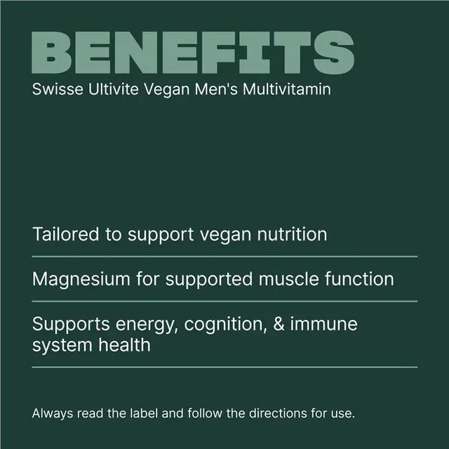 Swisse Vegan Men's Multivitamin 60 Tablets for daily energy and muscle support.