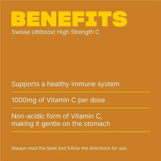 Swisse High Strength Vitamin C 1000mg 250 Tablets for immune and skin health.