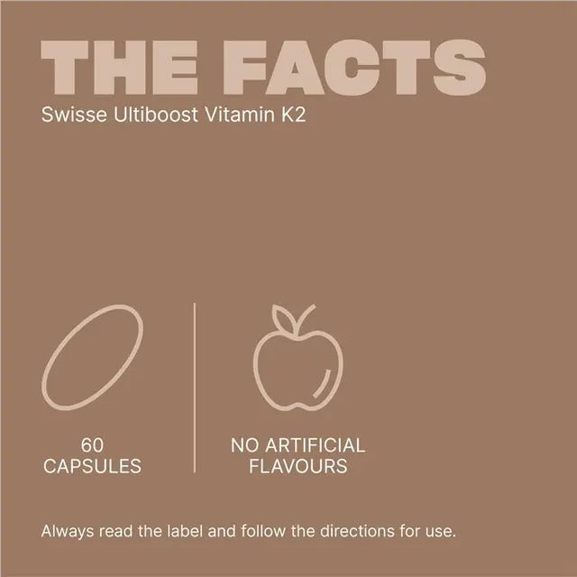 Swisse Ultiboost Vitamin K2 60 Capsules for strong bones and calcium absorption.