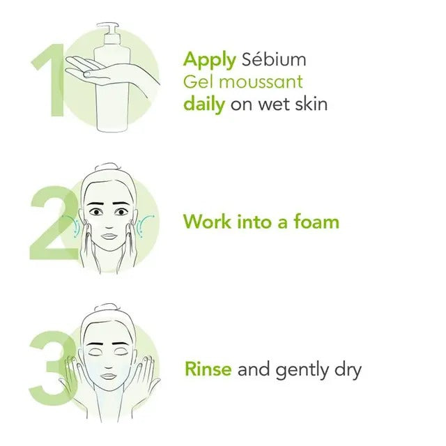 Bioderma Sébium Gel Moussant gentle foaming cleanser for oily and acne-prone skin.