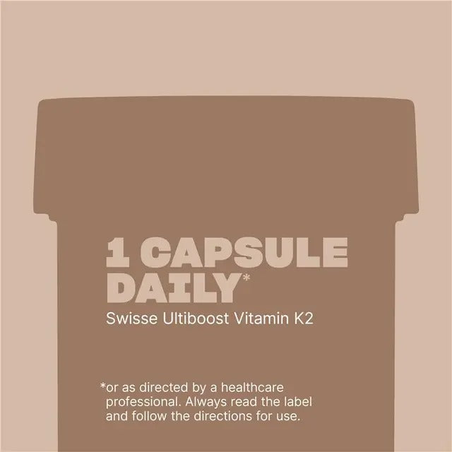 Swisse Ultiboost Vitamin K2 60 Capsules for strong bones and calcium absorption.