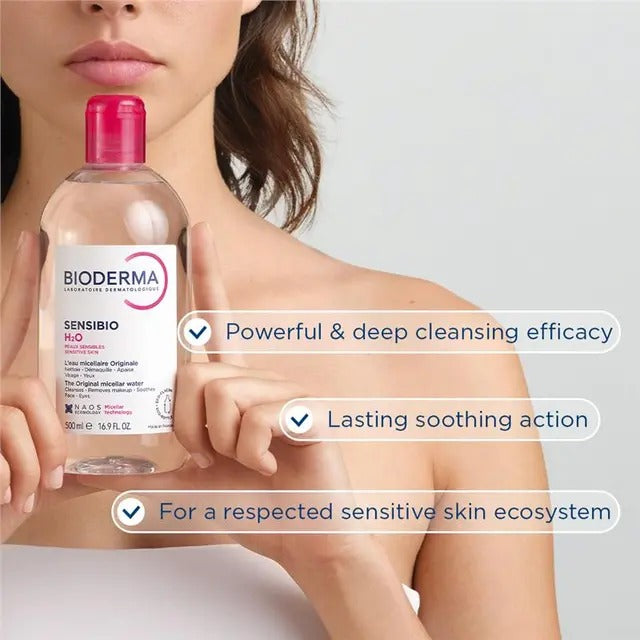 Bioderma Sensibio H2O Micellar Water Cleanser 100ml for sensitive skin — soothing, rinse-free makeup remover.