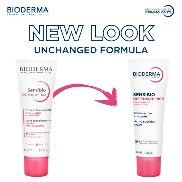 Bioderma Sensibio Defensive Rich Moisturiser for dry, sensitive skin – soothes & hydrates.