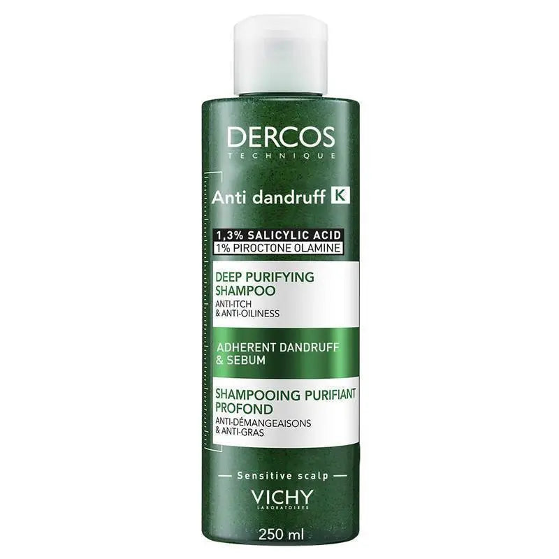 Dercos Anti-Dandruff K Deep Purifying Shampoo 250ml for flake-free, clean, and healthy scalp