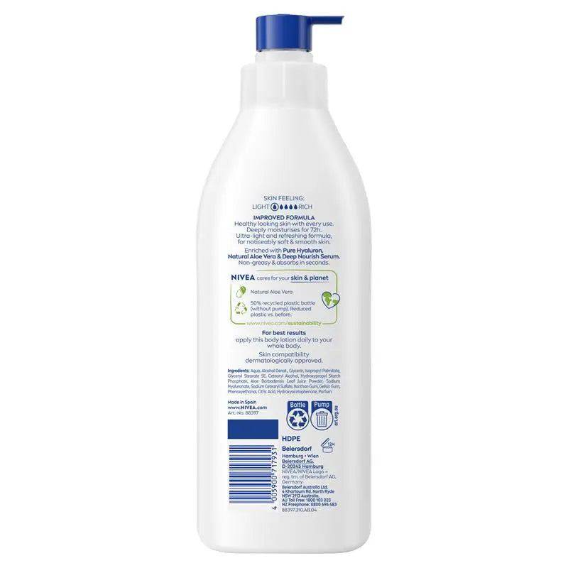 NIVEA Aloe & Hydration Body Lotion Moisturiser 72H Hydration 400ml