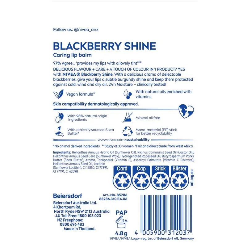NIVEA Lip Blackberry Shine Lip Balm 4.8g