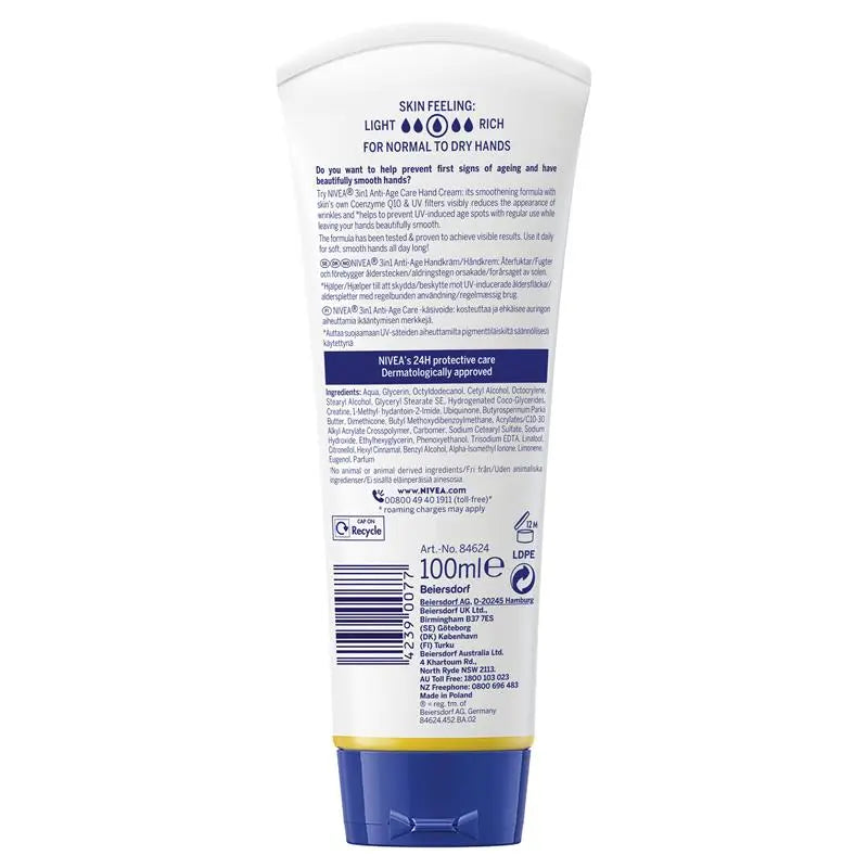 NIVEA Q10 3-in-1 Anti-age Hand Cream with UV Filters 100ml