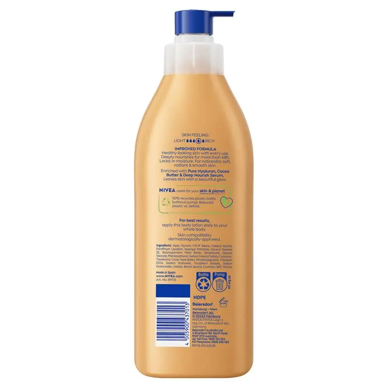 NIVEA Cocoa & Indulging Body Lotion Moisturiser 72H Hydration 400ml
