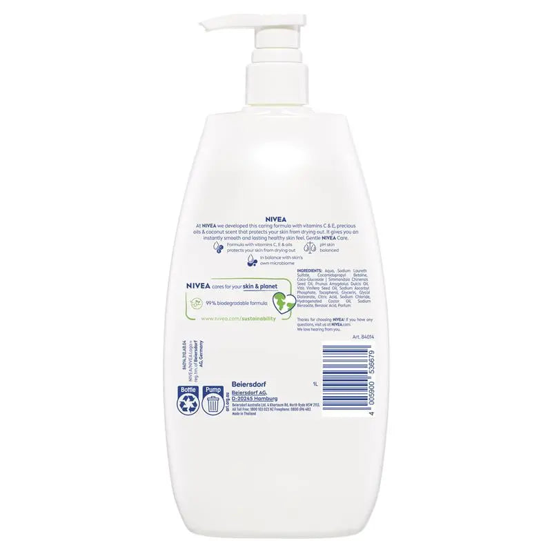 NIVEA Coconut & Jojoba Oil Shower Gel Body Wash 1L
