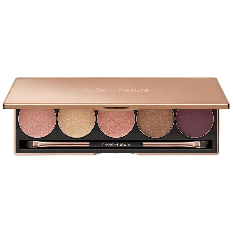 Nude by Nature Soft Rose eyeshadow palette with brush.