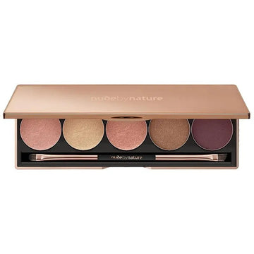 Nude by Nature Soft Rose eyeshadow palette with brush.