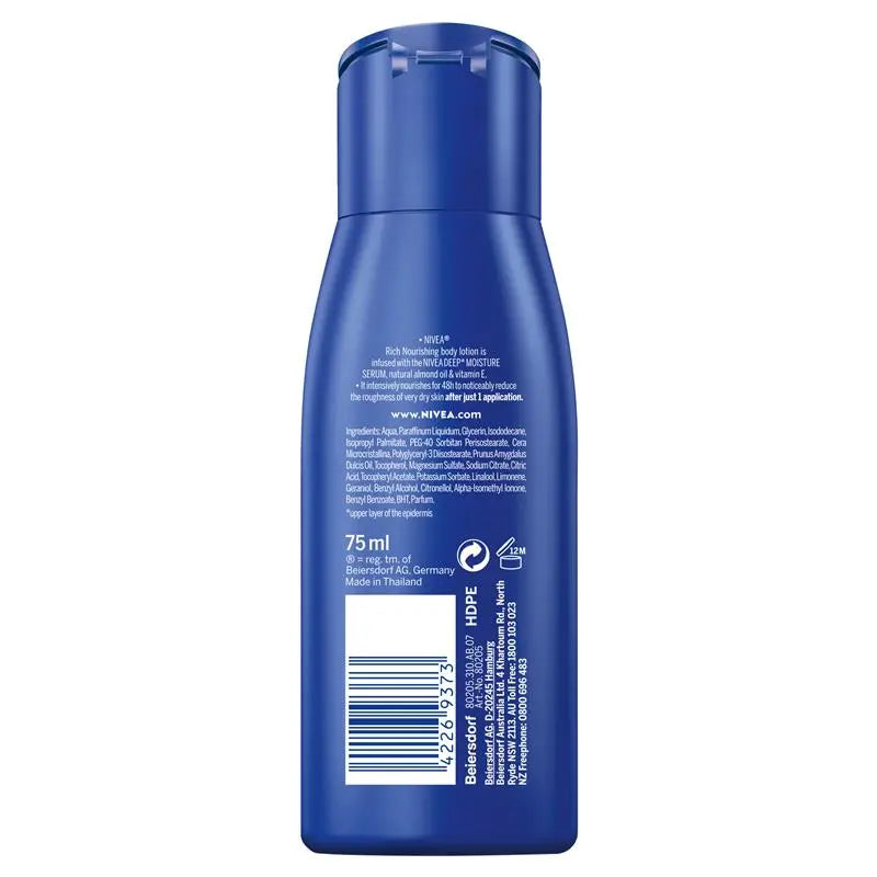 NIVEA Rich Nourishing Body Lotion Moisturiser 48H 75ml
