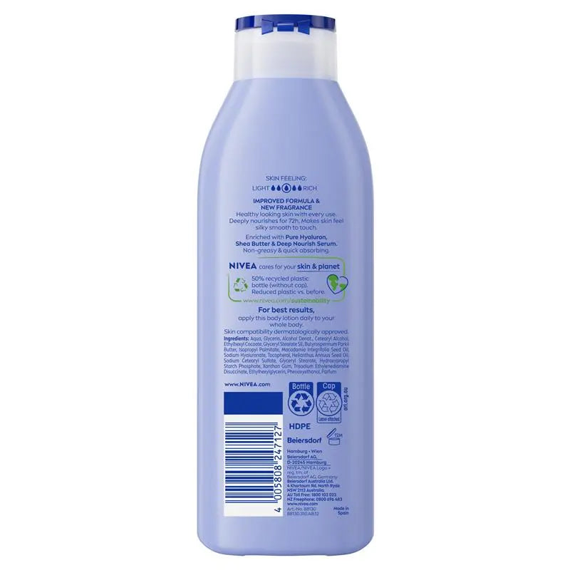 NIVEA Irresistibly Smooth Body Lotion Moisturiser 72H Hydration 250ml