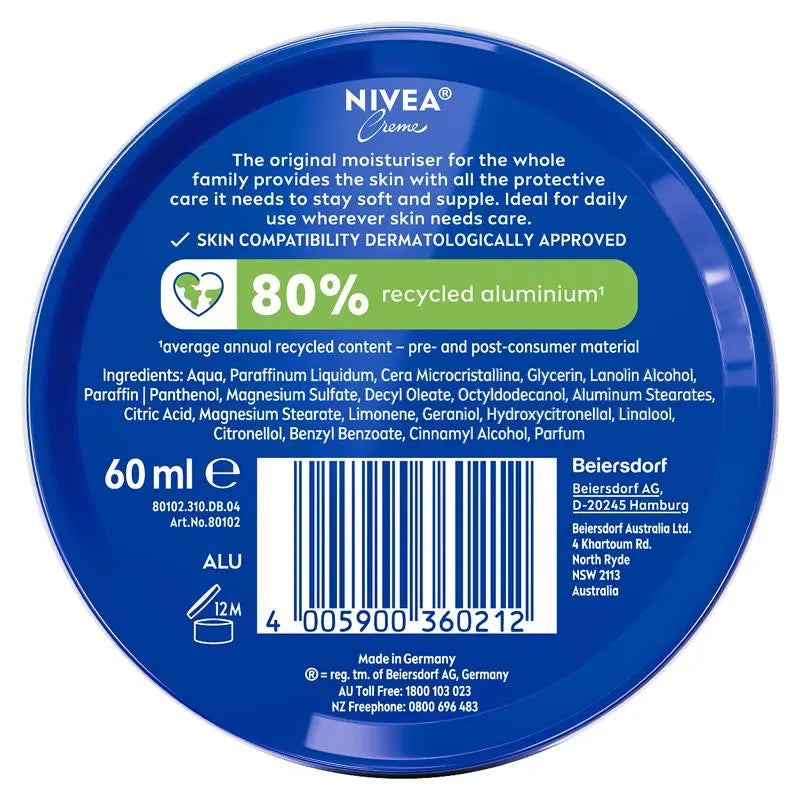 NIVEA Creme Moisturiser Face Body Hands 60ml