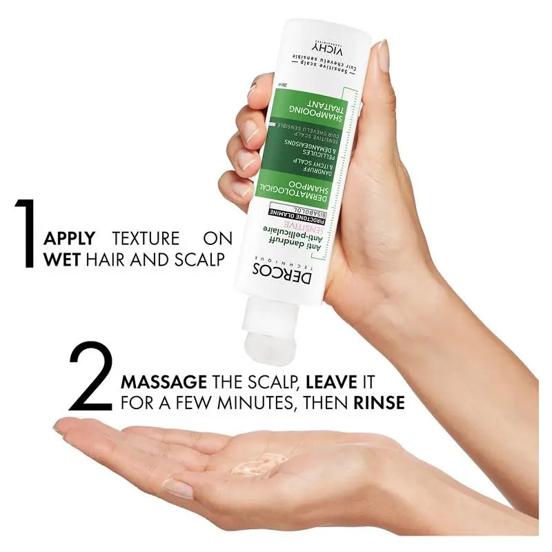 Dercos Anti-Dandruff Shampoo for Sensitive Scalp 200ml for gentle cleansing and flake-free hair