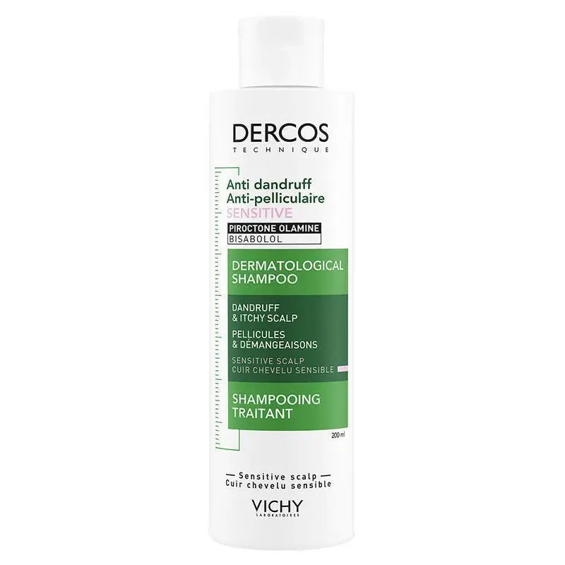 Dercos Anti-Dandruff Shampoo for Sensitive Scalp 200ml for gentle cleansing and flake-free hair