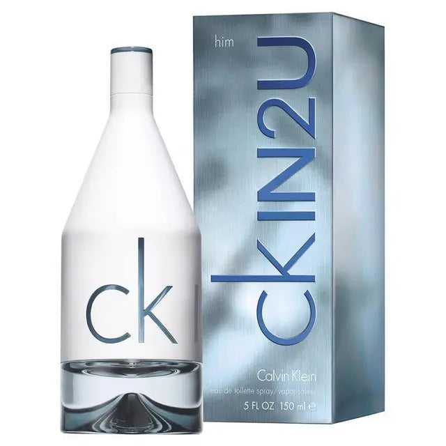 CK IN2U For Him Eau de Toilette 150ml sleek white and gold bottle