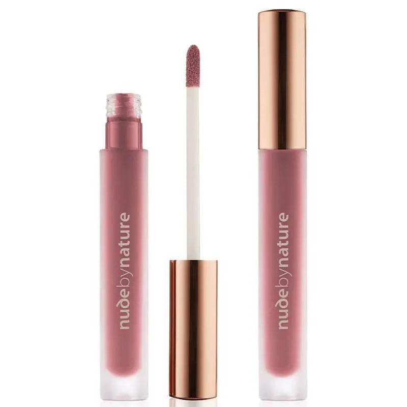 Nude by Nature Satin Liquid Lipstick 06 Wisteria satin-matte finish.
