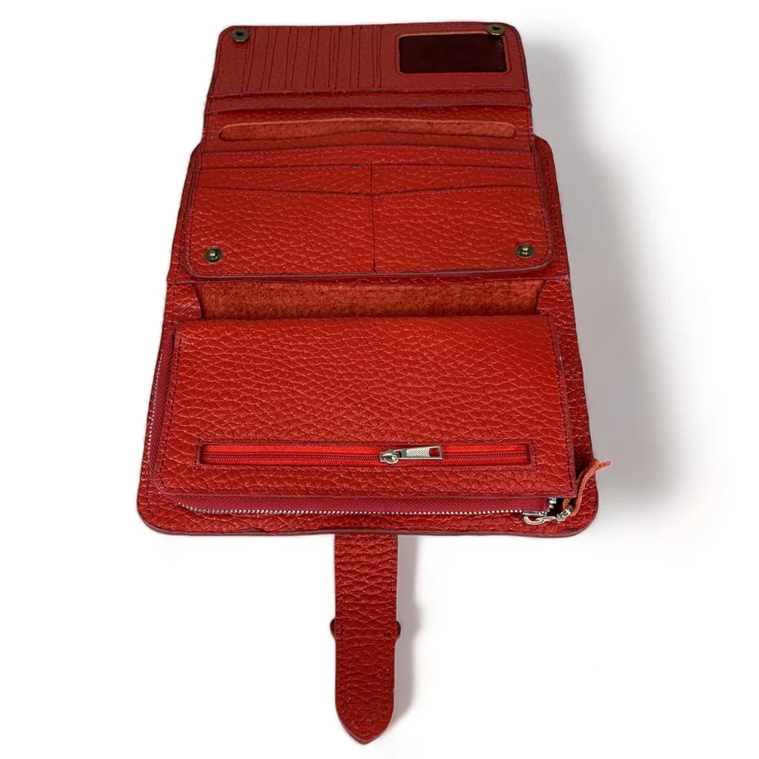 LeatherLuxe red leather clutch for women – luxury handcrafted wallet purse and card holder with sleek design and premium finish