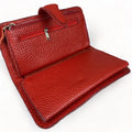LeatherLuxe red leather clutch for women – luxury handcrafted wallet purse and card holder with sleek design and premium finish