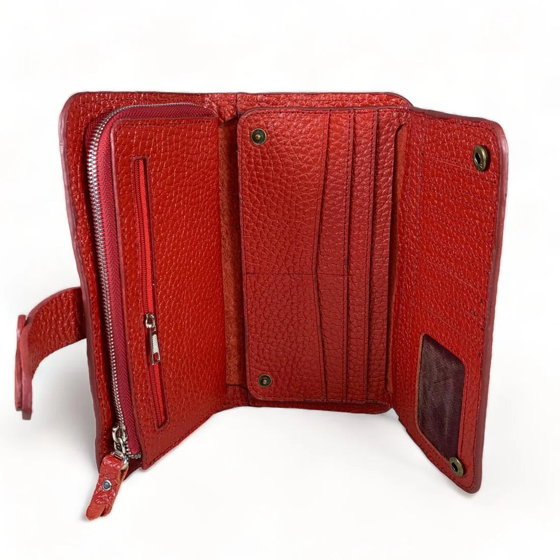 LeatherLuxe red leather clutch for women – luxury handcrafted wallet purse and card holder with sleek design and premium finish