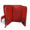 LeatherLuxe red leather clutch for women – luxury handcrafted wallet purse and card holder with sleek design and premium finish