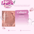 Lavvish Bio Collagen Face Mask set of 5 in elegant pink packaging displayed on marble surface with skincare accessories
